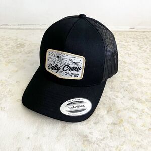NWT Salty Crew Mesh Snapback Hat Find Refuge in the Sea Black OS Fish Fishing